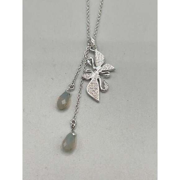 Swarovski Signature Swan Pendant Necklace Butterfly Flower with Crystal Drops - Picture 2 of 9
